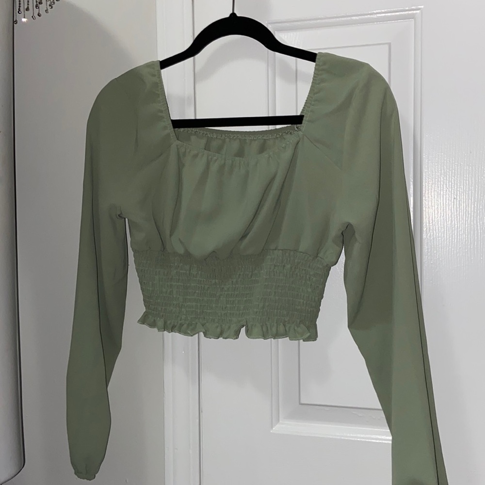 Sage green long sleeve top